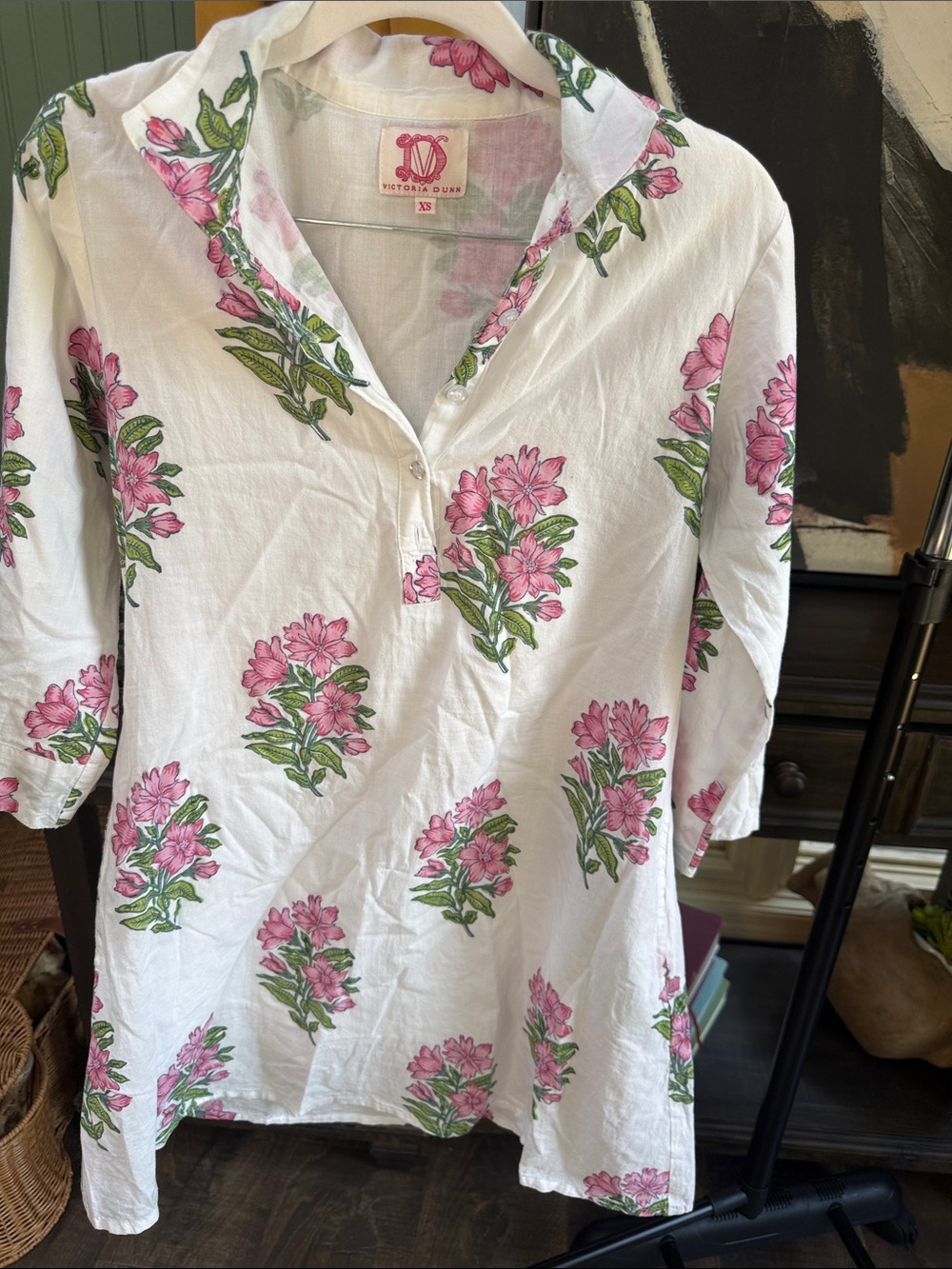 Victoria Dunn 100% cotton White Pink Floral Dress